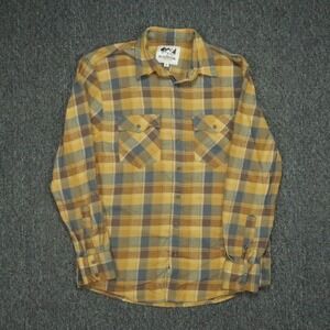 Schaefer Outfitter Shirt Mens Medium Yellow Plaid Flannel Long Sleeve‎ Button